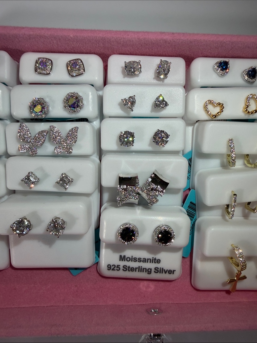 925 Sterling Silver Moissanite and gold filled Round Black Halo Stud Earrings